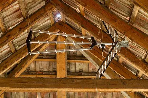 Attic antenna suspended from ceiling