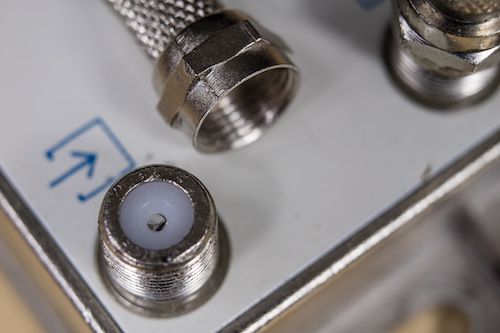 F connector for coaxial