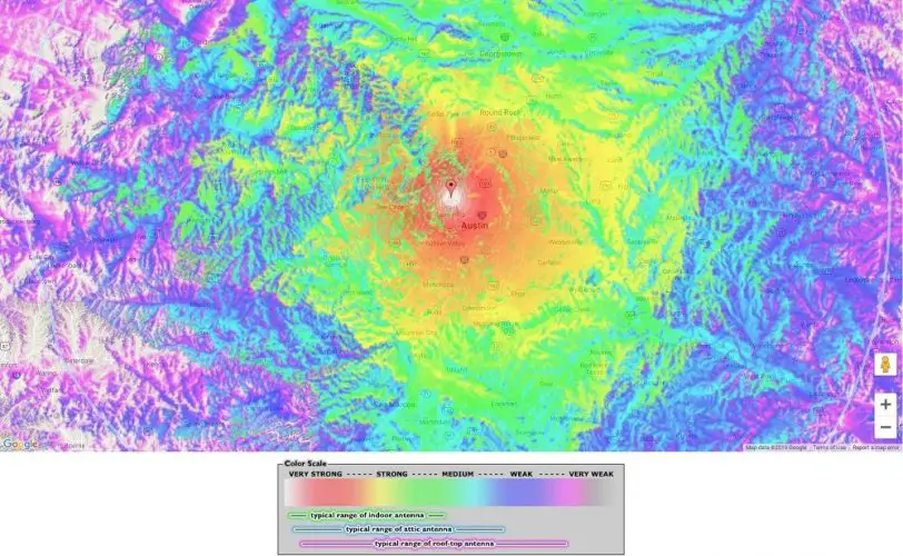 Signal coverage KXAN-TV