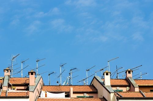 TV antennas on rooftops