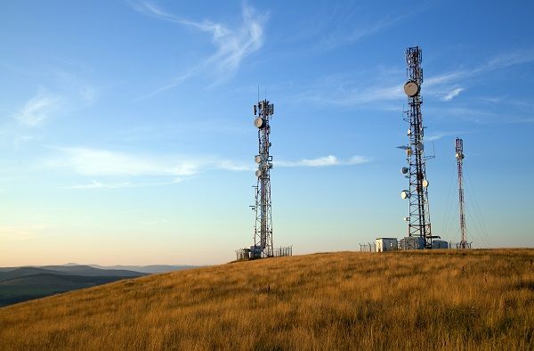 TV transmission towers on hilltop