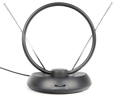 Rabbit ears TV antenna with loop