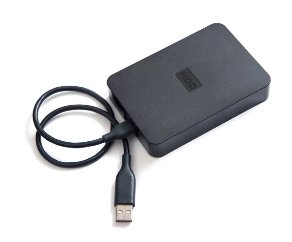 Black external hard disk drive